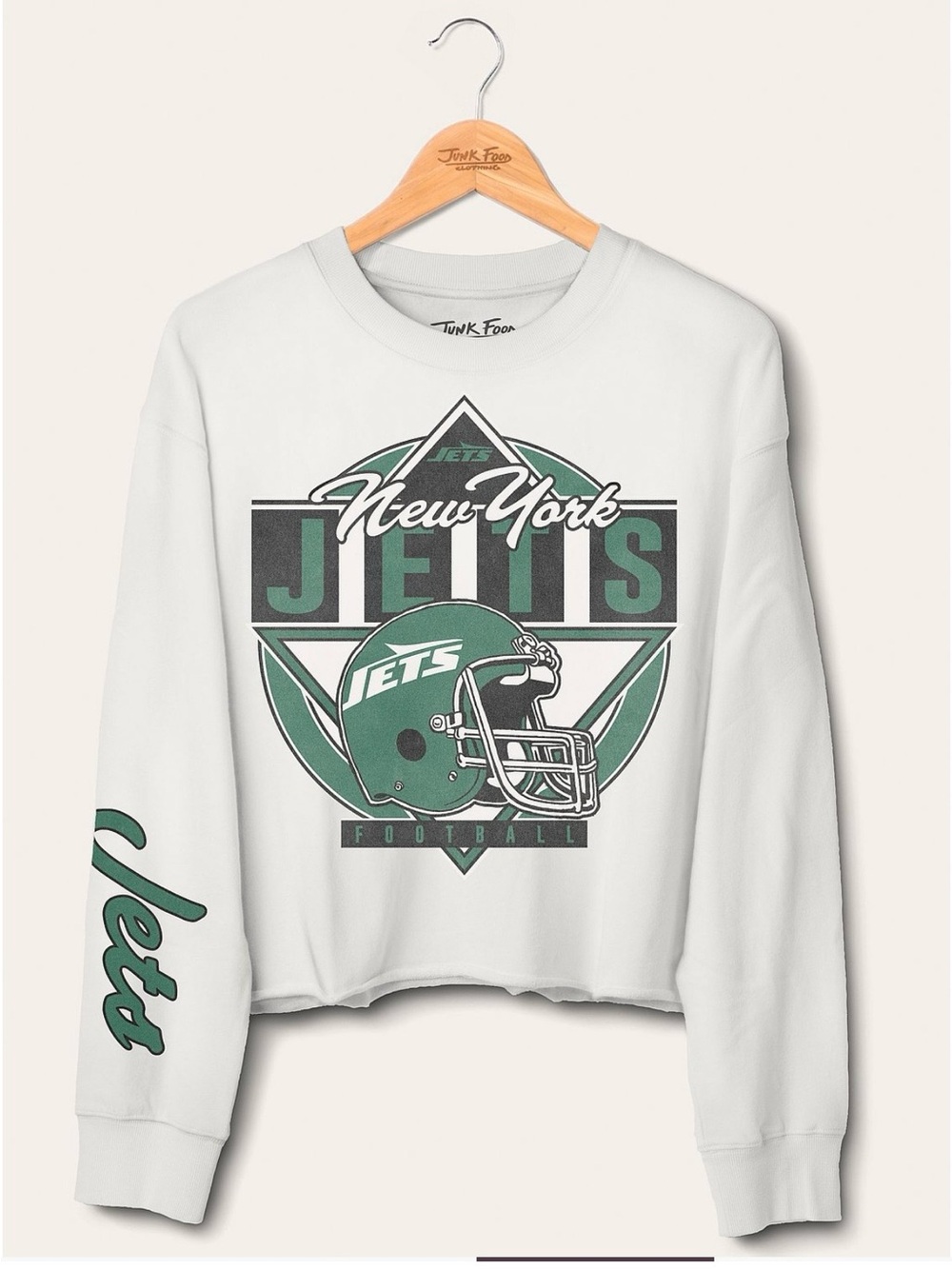 Junk Food Clothing NY Jets Crewneck cropped fleece Team Graphic size small New